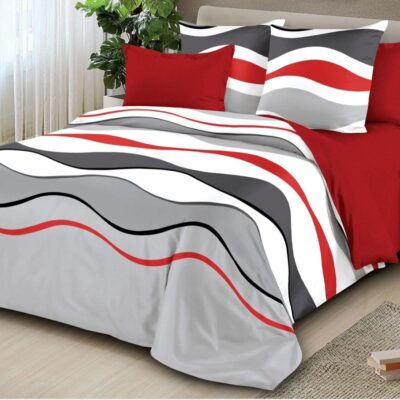 Lenjerie de pat, Bumbac Finet, 6 Piese, Linii, Multicolor, HR24224