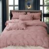 Lenjerie Pat Pliuri Si Volans, Bumbac Finet , UNI, Roz Pudra, HR24232