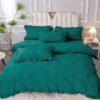 Lenjerie Pat Pliuri Si Volans, Bumbac Finet , UNI, Verde Smarald, HR24243