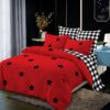 Lenjerie de pat, Bumbac Finet, 6 Piese, Stelute, Negru/Rosu, C24402